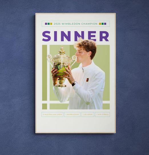Jannik Sinner Wimbledon 2025 Premium Matte Vertical Poster