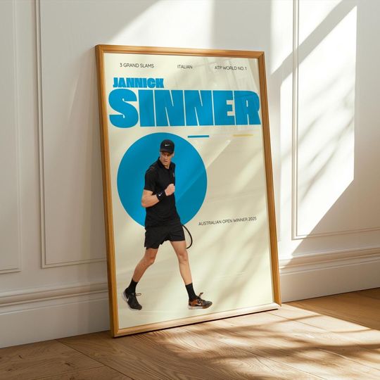 Jannik Sinner Australian Open Champion 2025 Tennis Poster Wall Art for Fans
