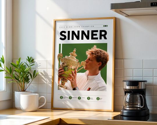 Jannik Sinner Premium Matte Vertical Tennis Poster, Wall Art