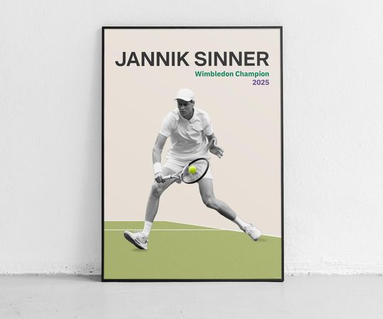 Sinner Wimbledon Premium Matte Vertical Poster | Jannik Sinner Tennis Art
