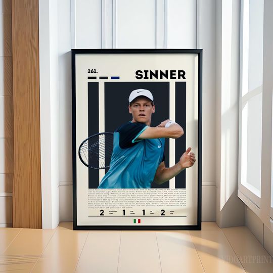 Jannik Sinner Premium Matte Vertical Poster, Tennis Decor, Motivational Sports Art, Gift for Him