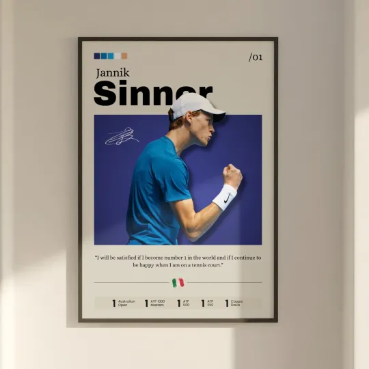 Jannik Sinner Premium Matte Vertical Poster - Tennis Star Wall Art for Home Decor