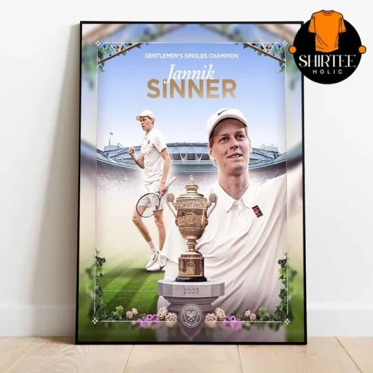 Jannik Sinner Wimbledon 2025 Champion Poster