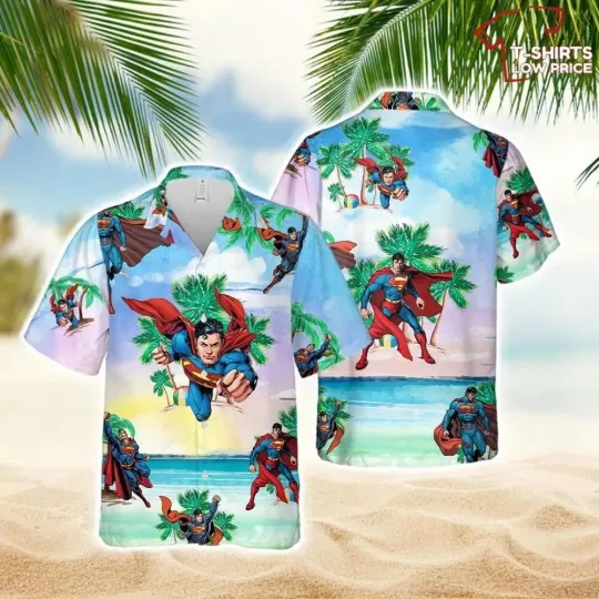 Superman Hawaiian Button Down Shirt