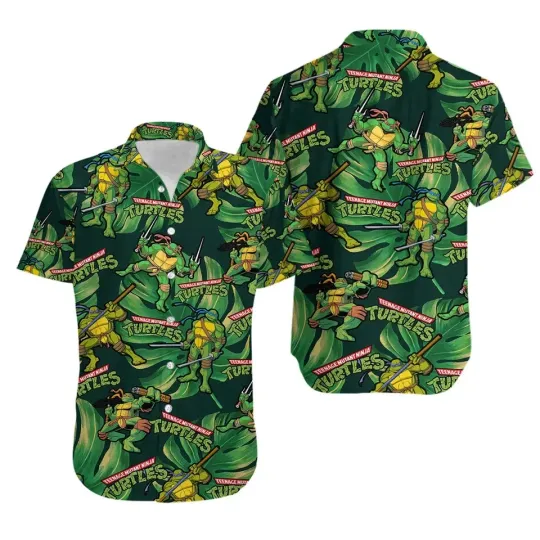 Ninja Turtles Hawaiian Button Down Shirt