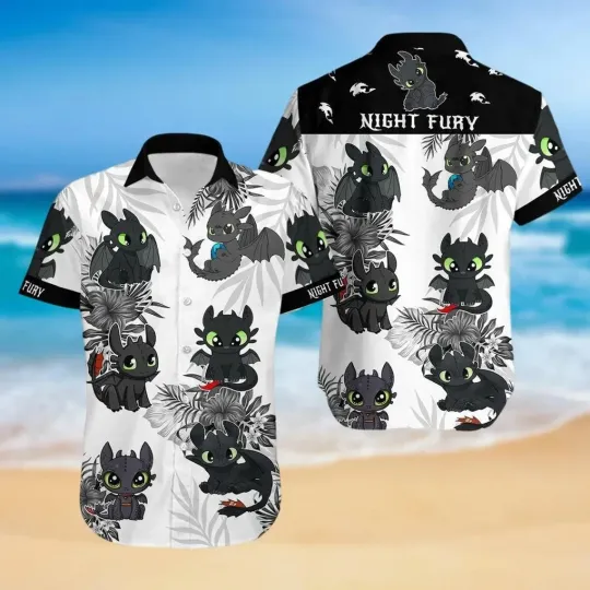 Toothless Dragon Hawaiian Button Down Shirt