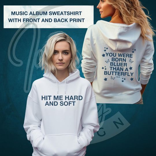 Hit Me Hard and Soft Billie Tour Hoodie - Music Fan Gift, Billie Eilish Crewneck, Concert Fleece, Butterfly Design