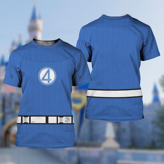 Reed Richards 3D Adult T-Shirt, Fantastic Four First Steps All Over Print Shirt, Disneyland Avengers Halloween Costume T-Shirt