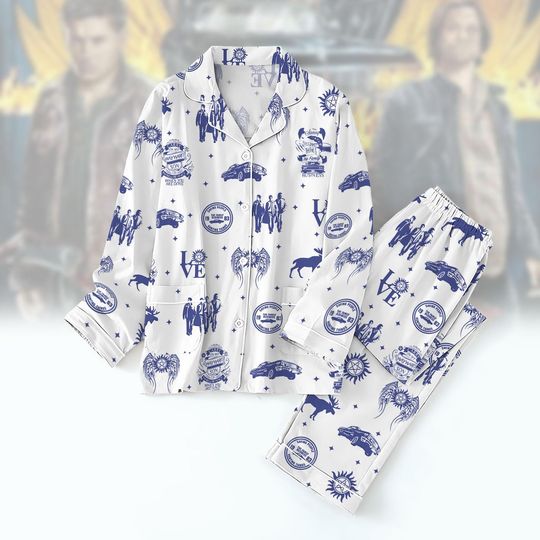 Supernatural Series Pajamas Set, Dean Winchester Women Pajamas, Supernatural Pajamas Holiday, Winchester Brothers Pajamas For Her