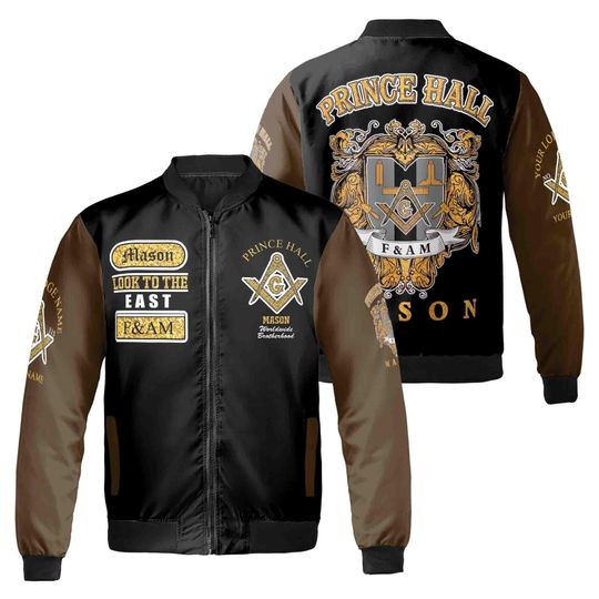 Freemasonry Prince Hall, Masonic Medieval Custom Name, Lodge Name Unisex Bomber Jacket