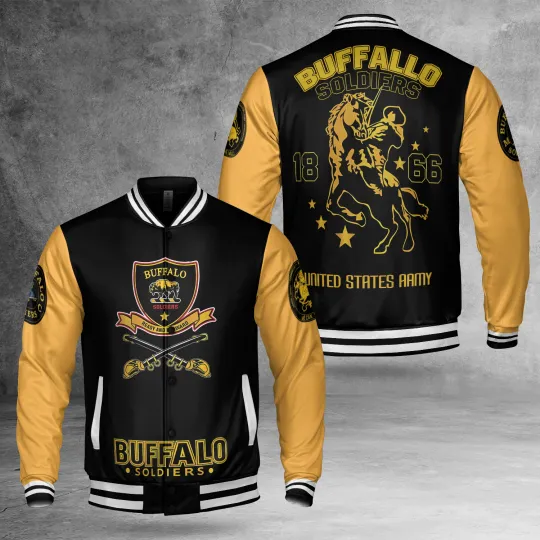Buffalo Soldiers African Throwback 1866 Army 3D Baseball Jacket