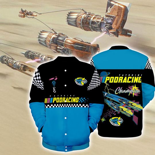 Vintage Tatooine Podracing Champion Baseball Jacket, Disneyland Starwars Retro Streetwear Jacket, Hollywood Studios, Galaxy's Edge Trip