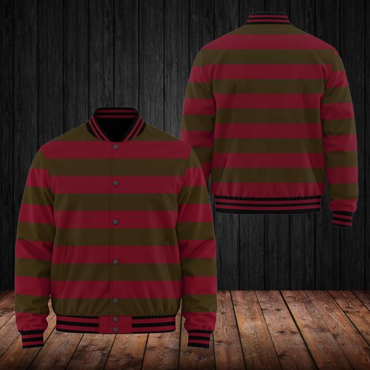 FK Halloween Baseball Jacket, Nightmare on Elm Street Shirt, Horror Movie Character Apparel, Gift For Men, Holiday Gift