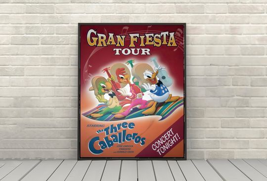 The Three Caballeros Poster Gran Fiesta Tour Epcot Vintage Disney World Poster