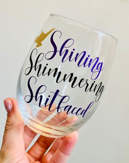 Shining Shimmering Shitfaced Wine Glass, Aladdin Wine Glass, Disney Wine Glass, Disney Gift, Aladdin Gift, Disney