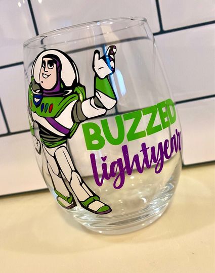 Buzzed Lightyear Wine Glass, Disney Inspired Wine Glass, Toy Stor Wine Glass, Disney Gift, Toy Story Gift, Buzz, Lightyear, Birthday Gift
