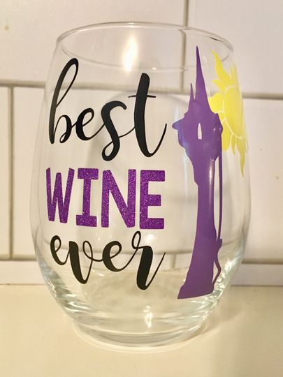 Tangled Inspired Wine Glass, Best Wine Ever Wine Glass, Disney Wine Glass, Disney Inspired, Rapunzel Wine Glass, Disney Gift, Tangled Gift