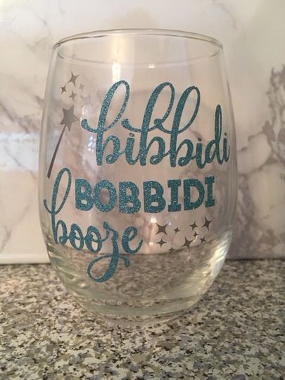 Cinde Wine Glass, Bibbidi Bobbidi Booze Wine Glass, Disney Wine Glass, Disney Gift, Cinde Gift, Princess Wine Glass, Cinde