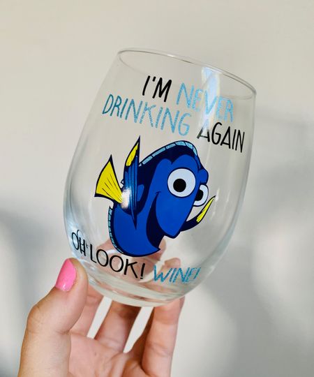 Funny Fish Wine Glass, Dory Inspired Wine Glass, Finding Nem Inspired Wine Glass, Dis Inspired Wine Glass, Dis Inspired Wine, Gift