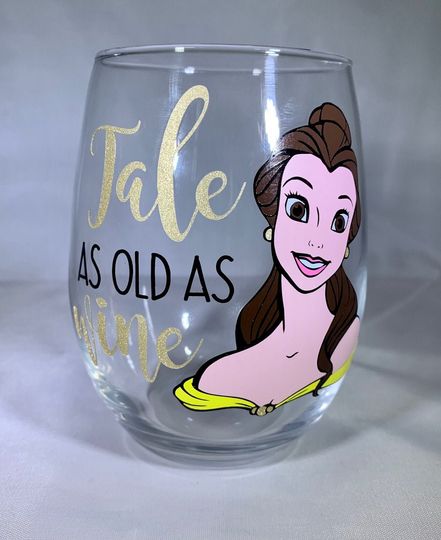 Tale as Old as Wine Wine Glass, Beauty & Beast Inspired Wine Glass, Dis Inspired Wine Glass, Beauty Wine Glass, Dis Gift, Belle