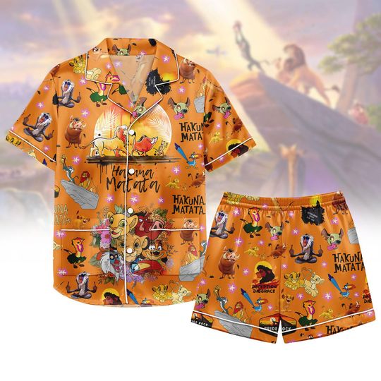 Disney Lion King Pajamas, Hakuna Matata Pajamas Short Set, Simba Timon Pumbaa Women Pajamas, Animal Kingdom Shirt