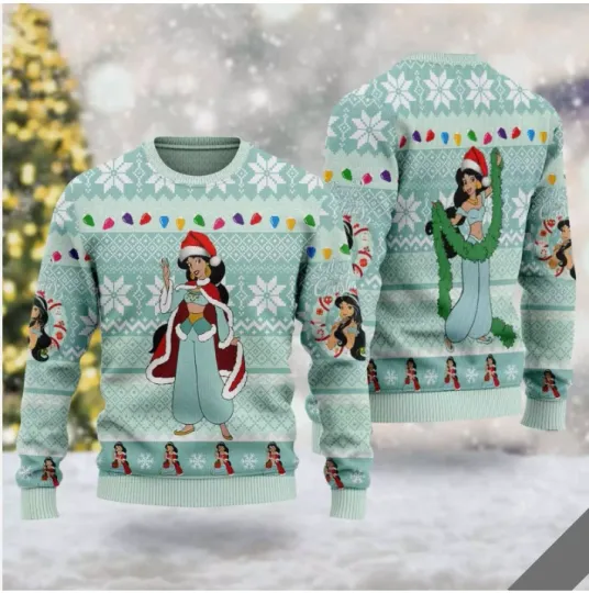 Jasmine Princess Aladdin Character Merry Christmas 3D SWEATER US SIZE BEST PRICE