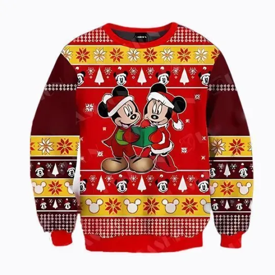 Mickey And Minnie Thanksgiving Christmas Premium 3D SWEATER US SIZE BEST PRICE