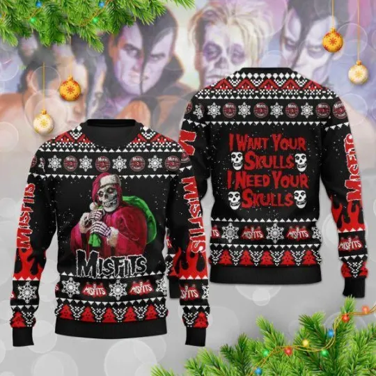 Misfits I Want Your Skulls Ugly Christmas Sweater