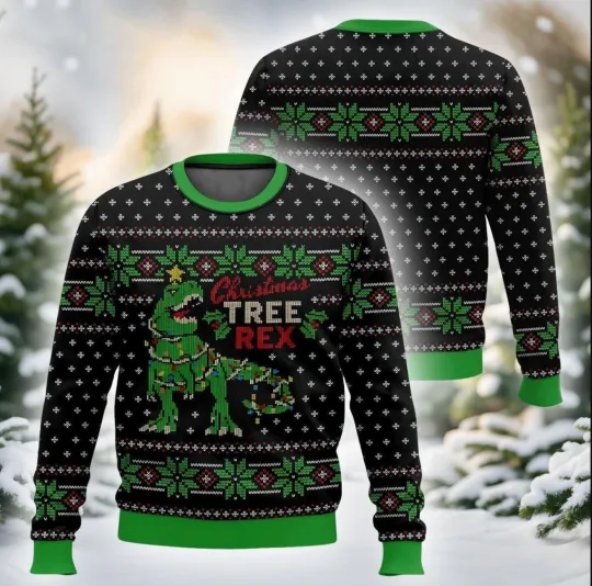 Christmas Tree Rex Jurassic Park Ugly Sweater Unisex All Size
