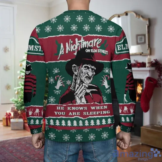 Freddy Krueger Horror Movie Xmas Knitting Pattern Red 3D Ugly Sweater