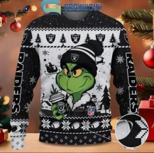 Raiders funny character Stolen Christmas 2024 Grin Ugly Sweater