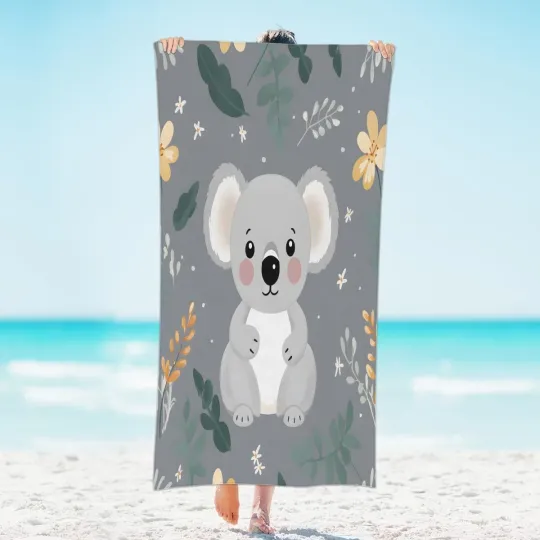 Microfiber Beach Towel Cute Koala Sand Free Lightweight Quick Dry 31"x61"