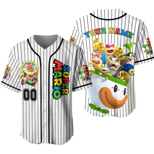 Customized Super Mario The Movie Baseball Jersey, Custom Super Mario And Friends Baseball Jersey Gift, Mario Lovers Jersey