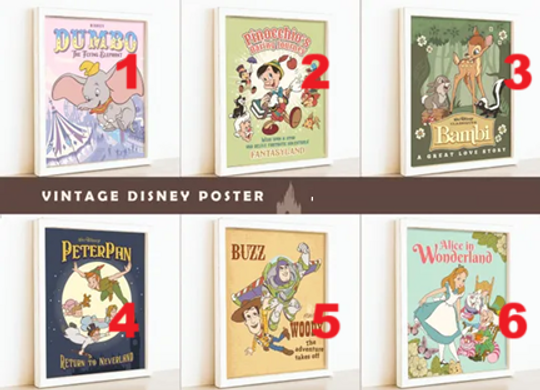 Vintage Disney Poster, Disneyland Party Decoration, Disney Story Poster, Premium Matte Vertical Print