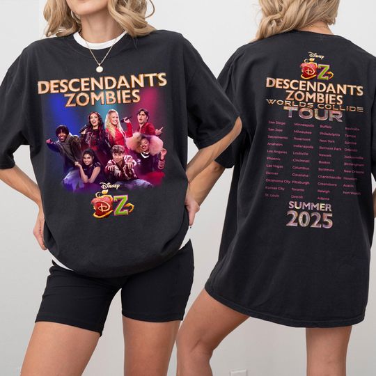2-Sided Descendants Zombies World Tour Shirt, The Rise of Red Characters Tee, Disney Group Concert, Summer Music Festival 2025 Matching Tee