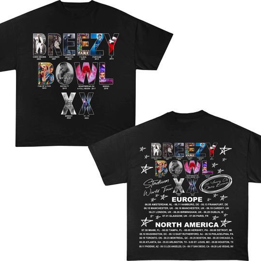 Chris Brown Breezy Bowl XX Tour 2 Sided Tee,, Chris Brown Album Shirt, Chris Brown Fan Gift, Chris Brown Merch Shirt, Cb Tour 2025 Shirt