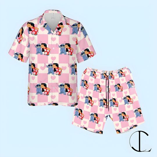 Stitch & Lilo Summer Beach Hawaiian Shirt, Hawaiian Shirt Tropical, Personalized Hawaii Shirt For Men Women Youth, Family Matching Outfits
