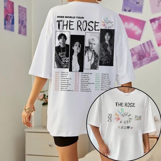 The Rose Once Upon AWRLD Tour 2025 T-Shirt, The Rose WRLD Road Map Shirt, The Rose WRLD Album Tee, The Rose Members Woosung, Dojoon, Hajoon