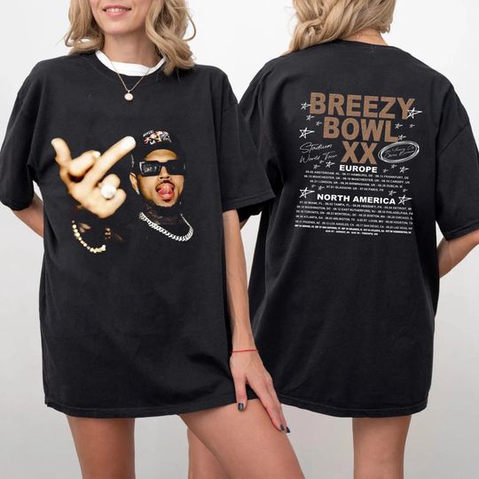 Chris Brown Vintage Middle Finger Unisex Shirt, Chris Brown Concert 2025 Shirt, Chris Brown Breezy Bowl XX Graphic Tee, Music Y2k TShirt