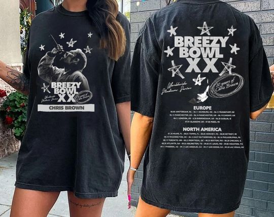 Chris Brown Tour Shirt, 2025 Chris Brown Tour Breezy Bowl XX T-Shirt, Chris Brown Merch, Chris Brown Graphic Shirt, Chris Brown Fan Gift Tee