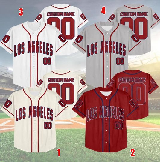 Customized Los Angeles Baseball Team Baseball Jersey, Personalized Name And Number Jersey, Angels Fans Jersey, Game Day Jersey