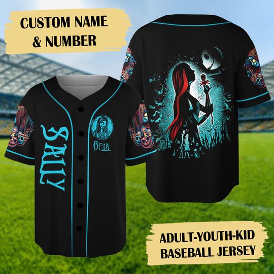 Personalize Sally Nightmare Before Christmas Jersey, Custom Sally Nightmare Halloween Baseball Jersey, Horror Movie Jersey Shirt