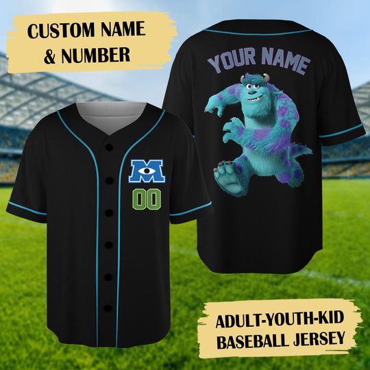 Personalize Monsters Inc Baseball Jersey Team, Custom James P. Sullivan Baseball Jersey, Monster University Baseball Outfit