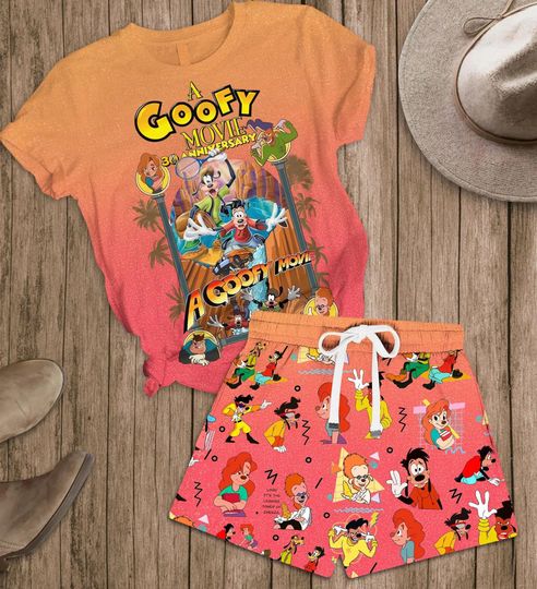 A Goofy Movie 30Th Anniversary T-Shirt And Shorts, Disney Pajamas Set, Max Roxanne Powerline Stand Out Shirt, Magic Kingdom Family Trip