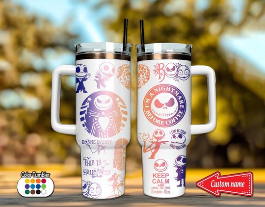 Personalized Nightmare Before Christmas 40oz Tumbler, Disney 40oz Tumbler, Halloween Tumblers 40oz Tumbler