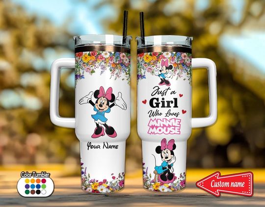 Personalized Minnie Mouse Tumbler 40oz, Just A Girl Who Loves Minnie Tumbler, Disney 40 oz Tumbler , Disney Gifts, Disney Cup