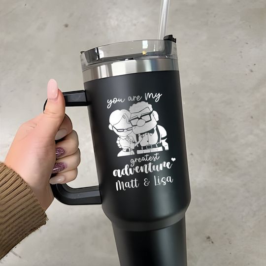 Custom Up Movie 40oz Tumbler, Anniversary Gift for Her Him, Personalised Carl And Ellie Gift for her, Birthday Gift for Boyfriend & Husband