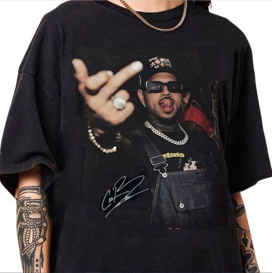 Vintage Chris Brown Middle Finger Shirt, Chris Brown Tour Breezy Bowl XX 2025 Tour Tee, Chris Brown Concert 2025 Shirt, Y2K Music Fan Shirt