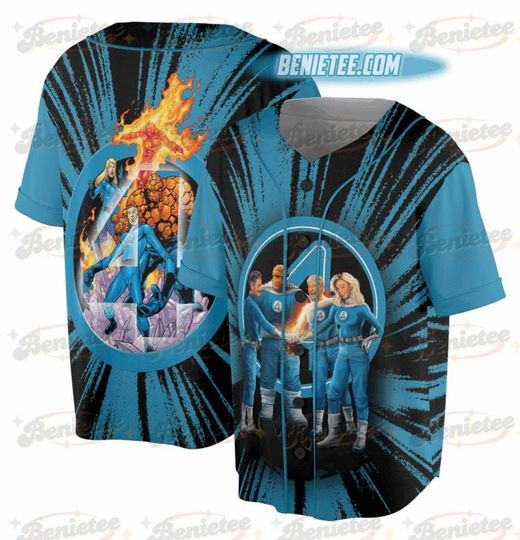 The Fantastic Four First Steps Baseball Jersey, Marvel Studio Superhero Shirt, Reed Richards Doctor Dooom Tee
