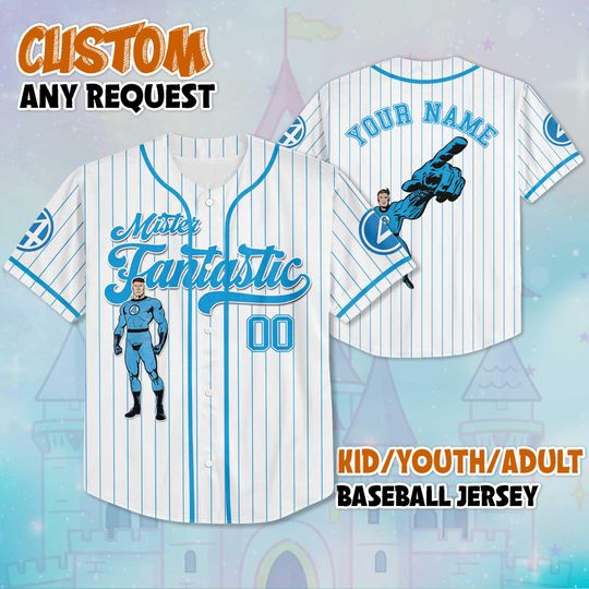 Custom The Fantastic Four Mister Fantastic Baseball Jersey, Custom Disney Marvel Superhero Shirt, Comic Book Sports Jersey, Gift for Fan